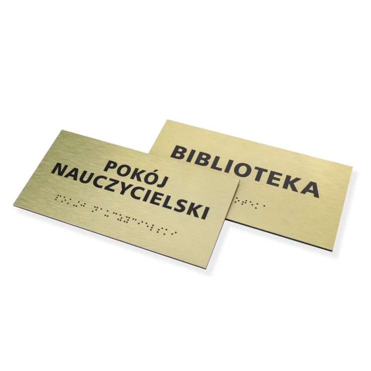 Golden Dibond Plaque with Braille Script - size 200x100mm - TAB412