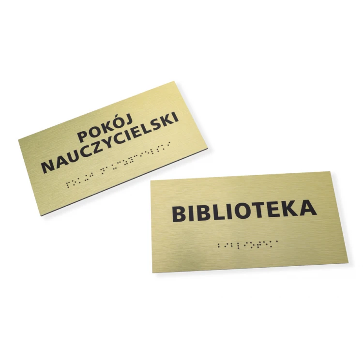 Golden Dibond Plaque with Braille Script - size 200x100mm - TAB412