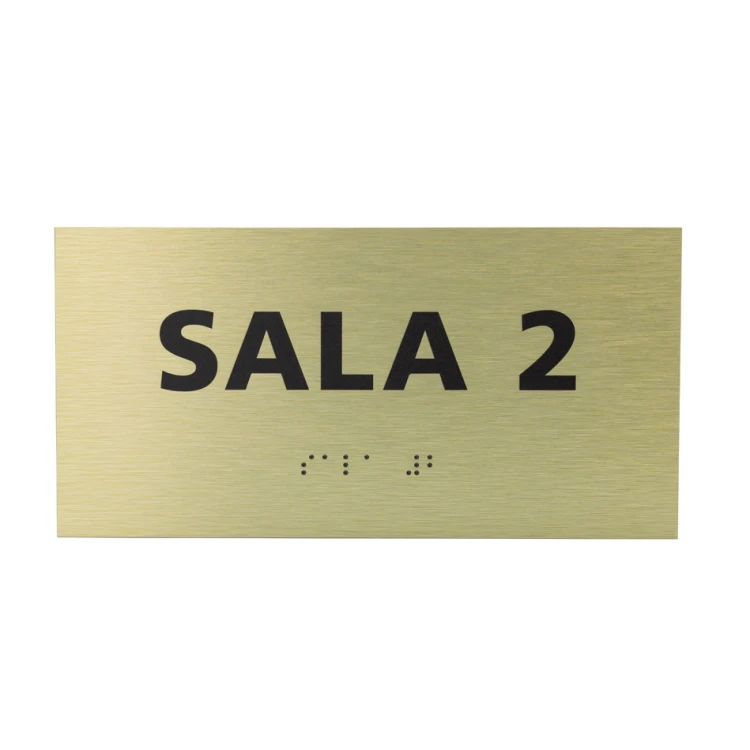 Golden Dibond Plaque with Braille Script - size 200x100mm - TAB412