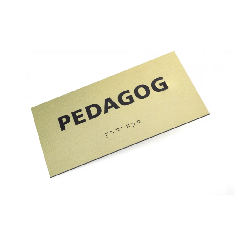 Golden Dibond Plaque with Braille Script - size 200x100mm - TAB413