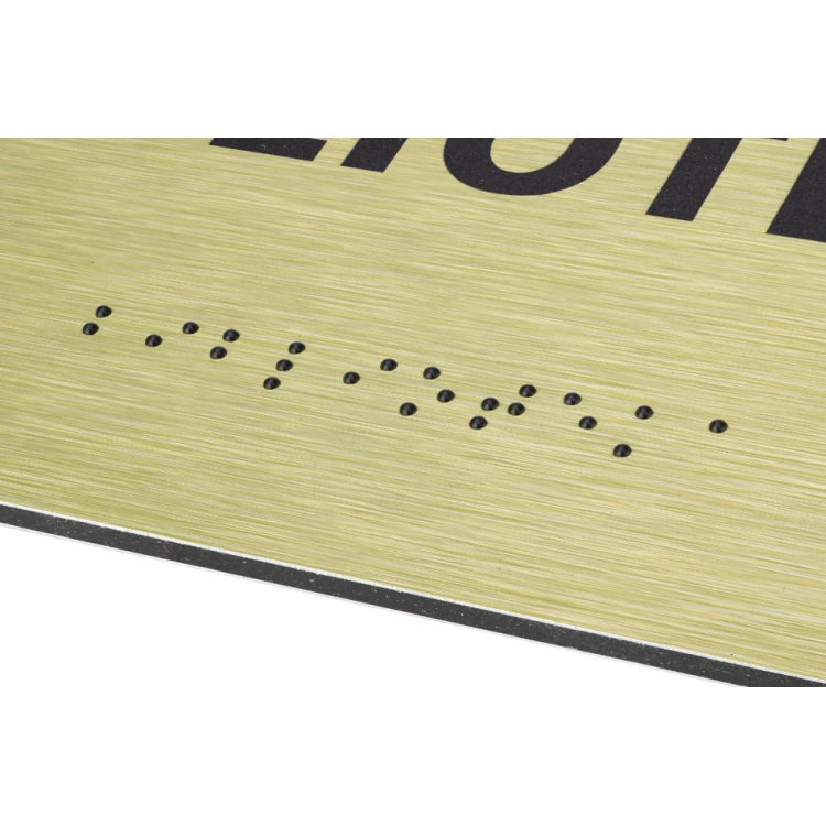 Golden Dibond Plaque with Braille Script - size 200x100mm - TAB413