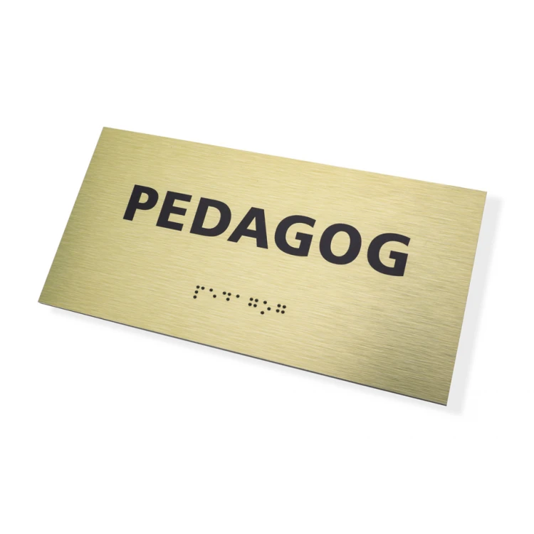 Golden Dibond Plaque with Braille Script - size 200x100mm - TAB413