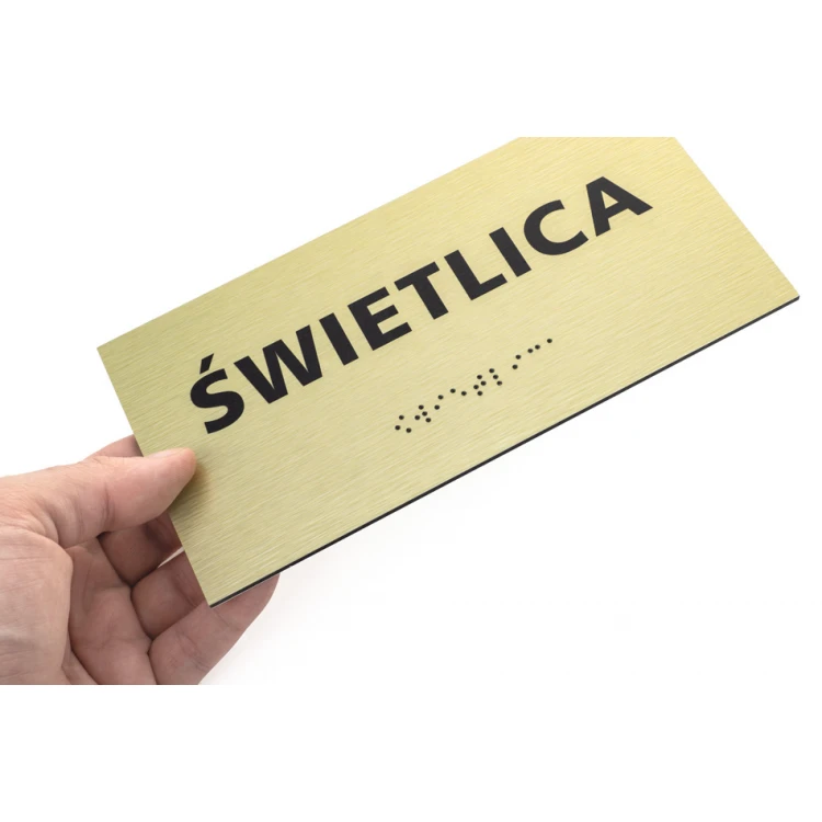 Golden Dibond Plaque with Braille Script - size 200x100mm - TAB413