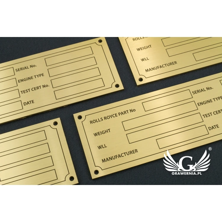 Nameplate for machines and devices - brass - size 130x40mm - TZN030