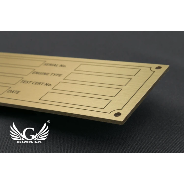 Nameplate for machines and devices - brass - size 130x40mm - TZN030