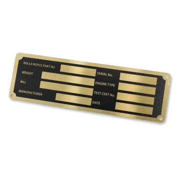 Nameplate for machines and devices - brass with UV print - size 130x40mm - TZN032
