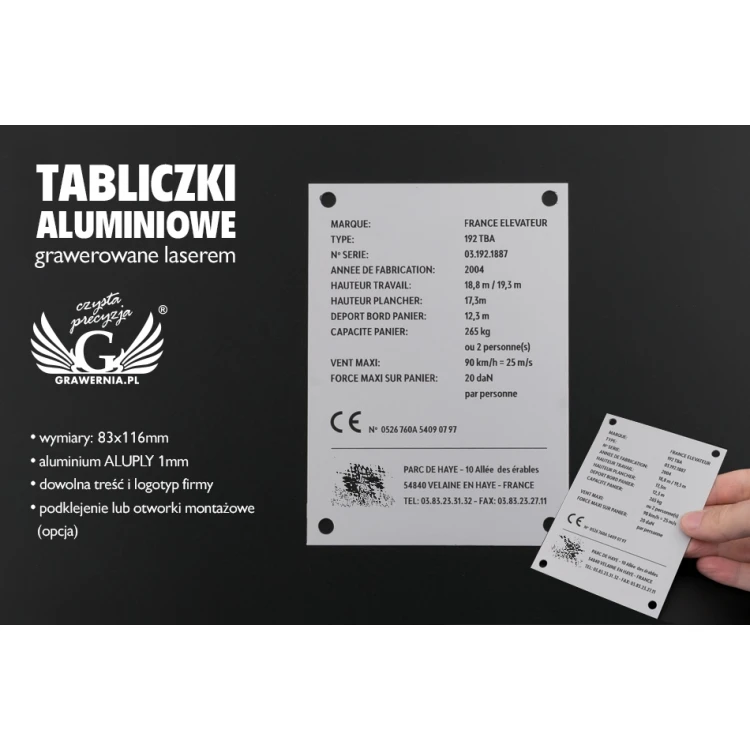 Engraved Aluply Aluminium Nameplate - Size 83x116mm - TAB086