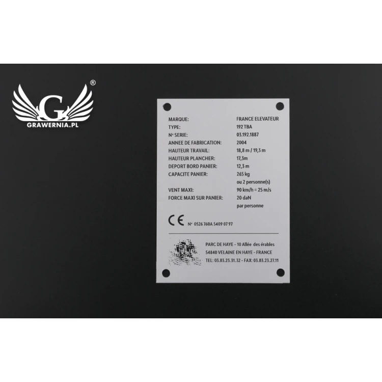 Engraved Aluply Aluminium Nameplate - Size 83x116mm - TAB086