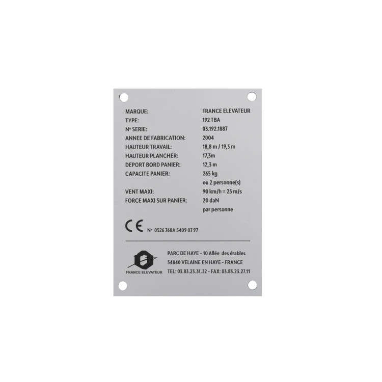 Engraved Aluply Aluminium Nameplate - Size 83x116mm - TAB086