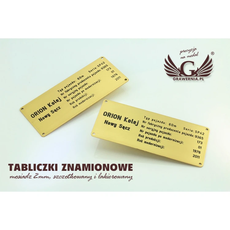 Nameplate - brushed and lacquered brass - blackened engraving - dim. 180x80mm