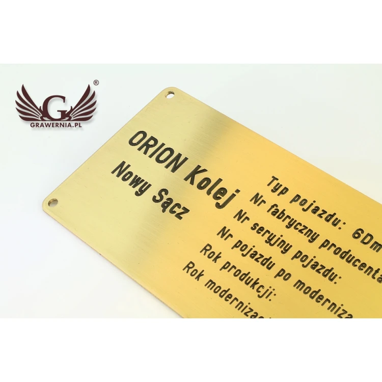 Nameplate - brushed and lacquered brass - blackened engraving - dim. 180x80mm