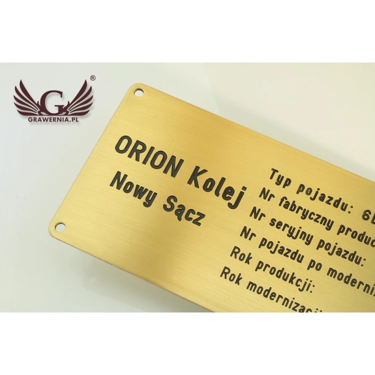 Nameplate - brushed and lacquered brass - blackened engraving - dim. 180x80mm