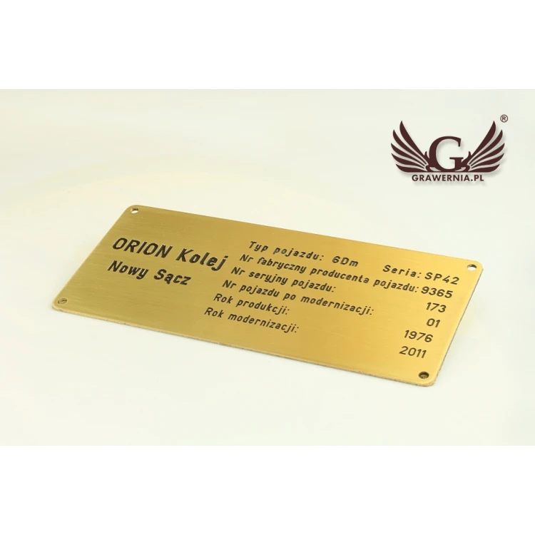 Nameplate - brushed and lacquered brass - blackened engraving - dim. 180x80mm