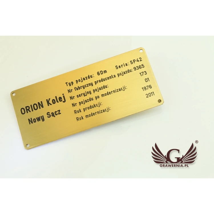 Nameplate - brushed and lacquered brass - blackened engraving - dim. 180x80mm