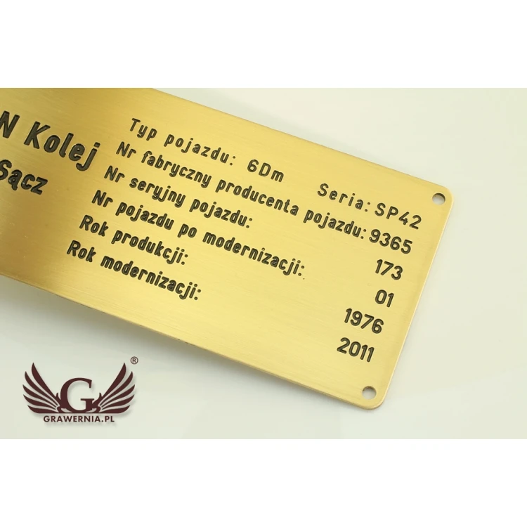 Nameplate - brushed and lacquered brass - blackened engraving - dim. 180x80mm