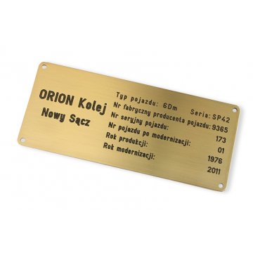 Nameplate - brushed and lacquered brass - blackened engraving - dim. 180x80mm