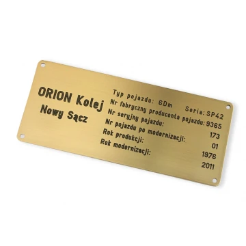 Nameplate - brushed and lacquered brass - blackened engraving - dim. 180x80mm