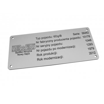 Silver Nameplate G&S - dimensions: 180x80mm