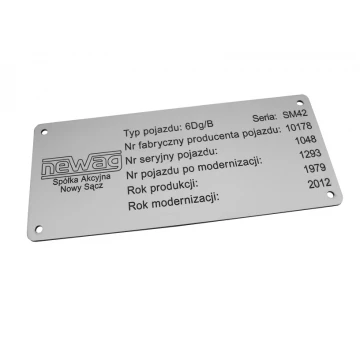 Silver Nameplate G&S - dimensions: 180x80mm