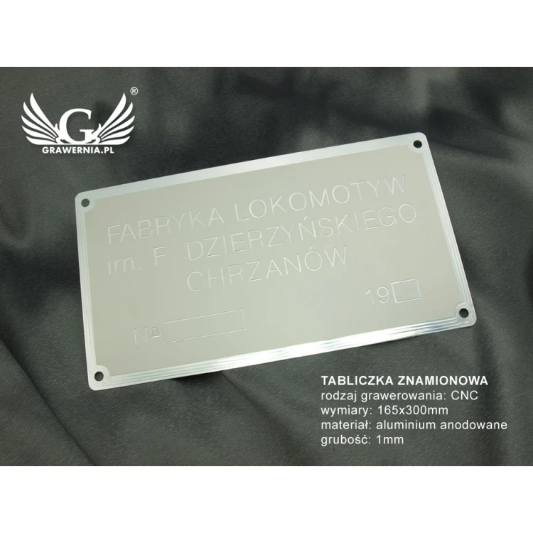 Anodized Aluminum Nameplate - CNC Engraving 001 - Size: 165x300mm