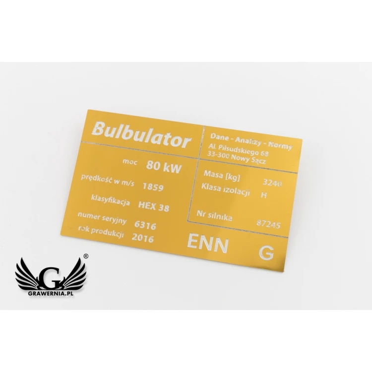 Aluminium Nameplate - Multicolor - CNC Engraving - Dimensions: 100x60mm - TZN034