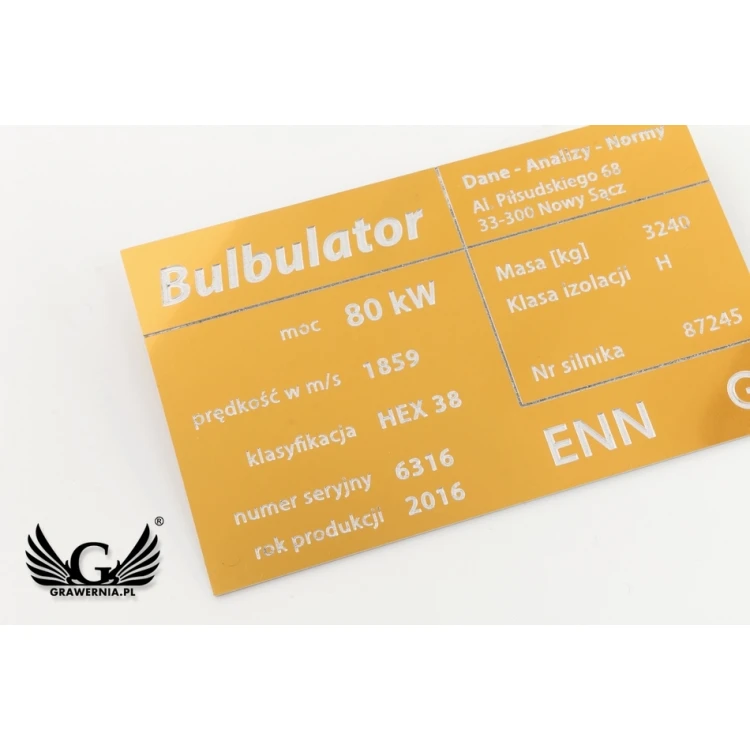 Aluminium Nameplate - Multicolor - CNC Engraving - Dimensions: 100x60mm - TZN034