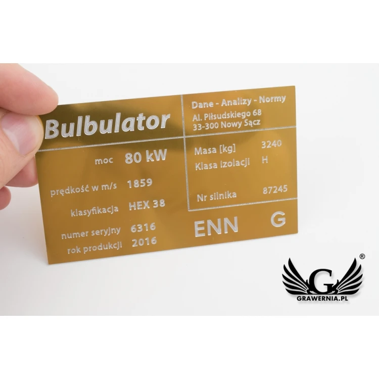 Aluminium Nameplate - Multicolor - CNC Engraving - Dimensions: 100x60mm - TZN034