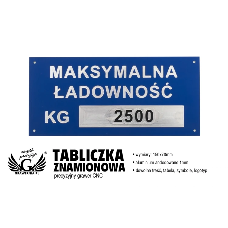Aluminium Nameplate - Multicolor - CNC Engraving - Dimensions: 150x70mm - TZN035