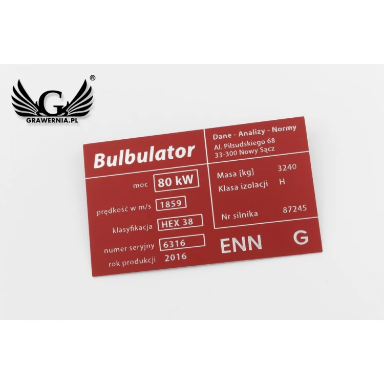 Aluminium Nameplate - Multicolor - CNC Engraving - Dimensions: 100x60mm - TZN034