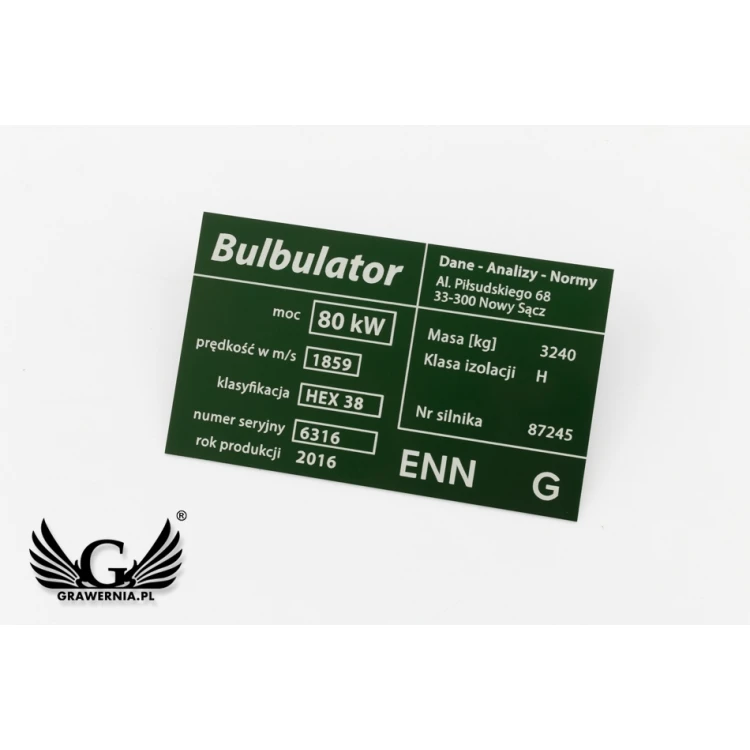 Aluminium nameplate - multicolor - CO2 laser marking - dimensions: 100x60mm - TZN041