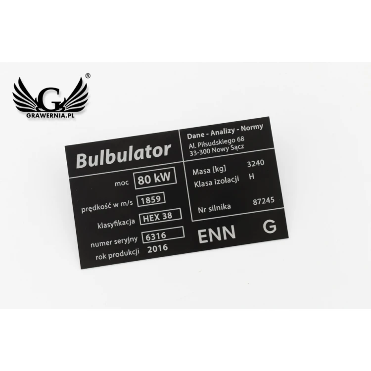 Aluminium nameplate - multicolor - CO2 laser marking - dimensions: 100x60mm - TZN041