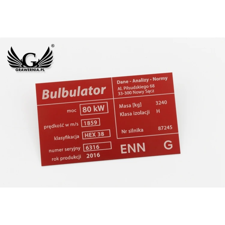 Aluminium nameplate - multicolor - CO2 laser marking - dimensions: 100x60mm - TZN041
