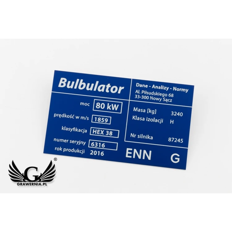 Aluminium nameplate - multicolor - CO2 laser marking - dimensions: 100x60mm - TZN041