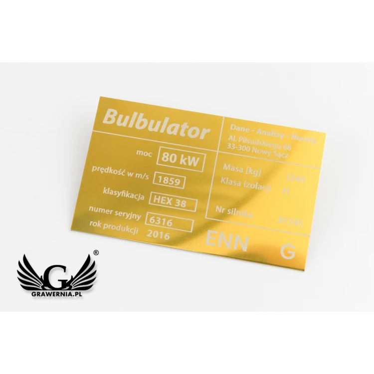 Aluminium nameplate - multicolor - CO2 laser marking - dimensions: 100x60mm - TZN041