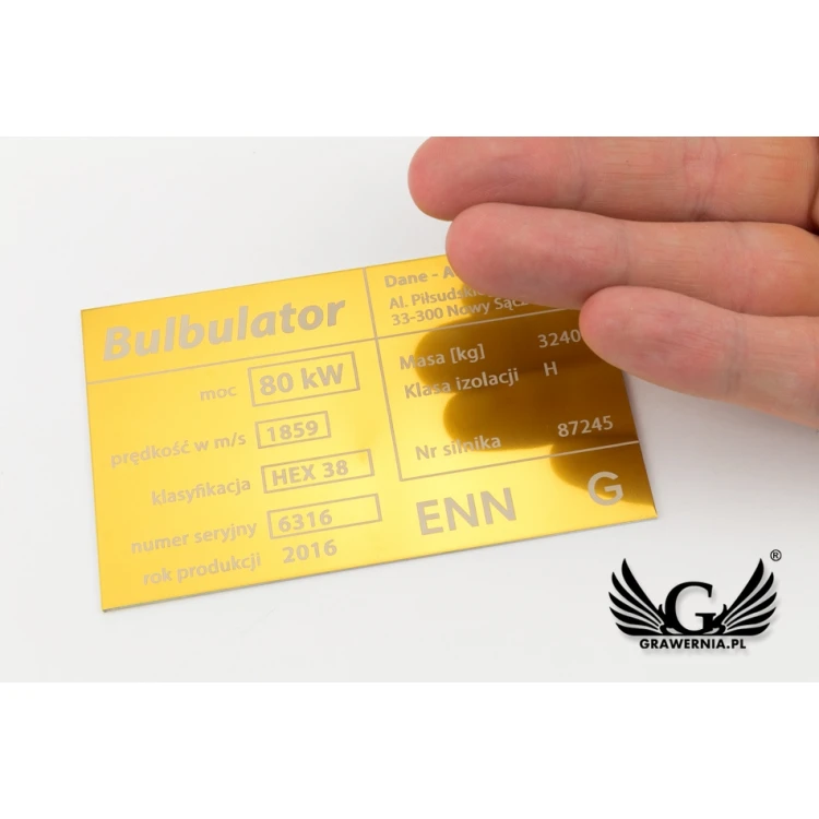Aluminium nameplate - multicolor - CO2 laser marking - dimensions: 100x60mm - TZN041