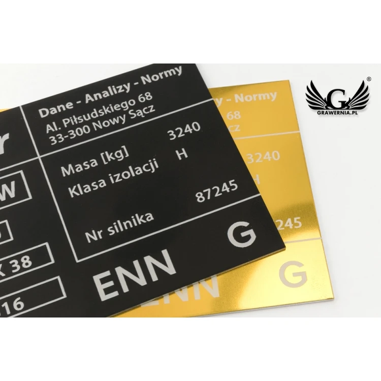Aluminium nameplate - multicolor - CO2 laser marking - dimensions: 100x60mm - TZN041