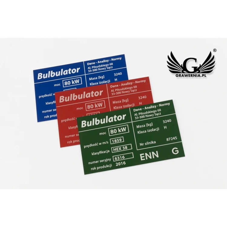 Aluminium nameplate - multicolor - CO2 laser marking - dimensions: 100x60mm - TZN041