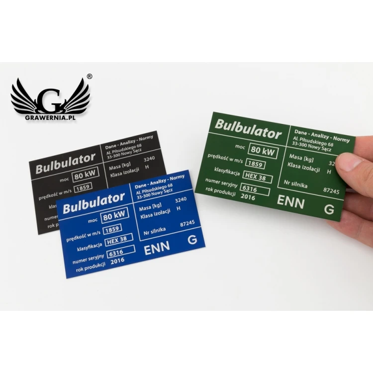 Aluminium nameplate - multicolor - CO2 laser marking - dimensions: 100x60mm - TZN041