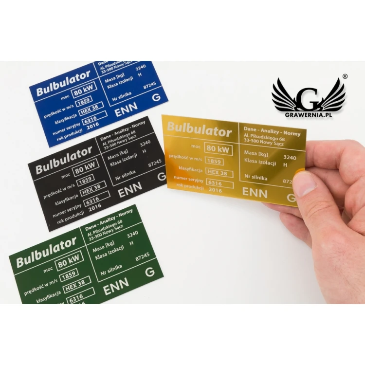 Aluminium nameplate - multicolor - CO2 laser marking - dimensions: 100x60mm - TZN041