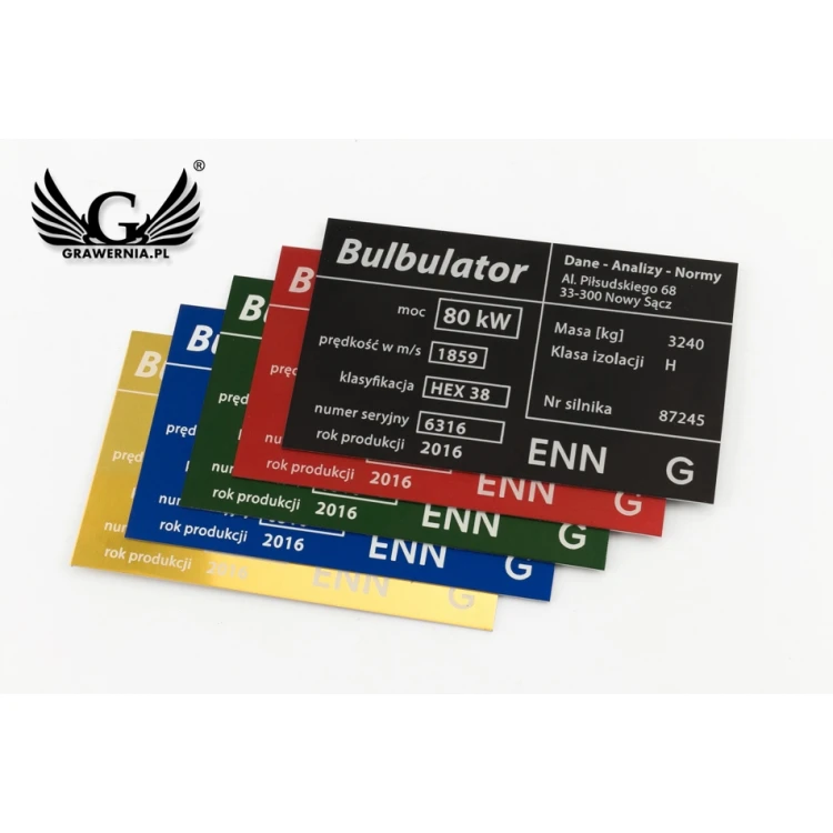 Aluminium nameplate - multicolor - CO2 laser marking - dimensions: 100x60mm - TZN041