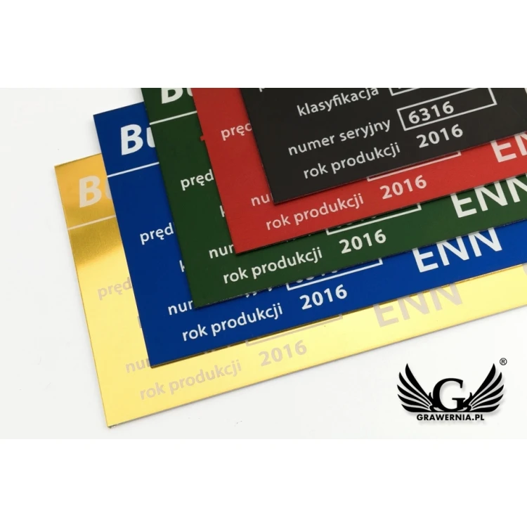 Aluminium nameplate - multicolor - CO2 laser marking - dimensions: 100x60mm - TZN041