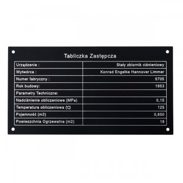 Black Aluminum Nameplate - CNC Engraving - Dimensions: 150x80mm - TZN049