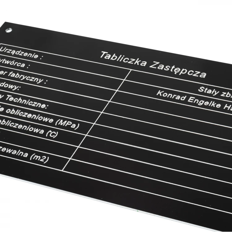 Black Aluminum Nameplate - CNC Engraving - Dimensions: 150x80mm - TZN049