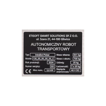 Name plate in black anodised aluminium - Dimension 80x60mm - TZN051