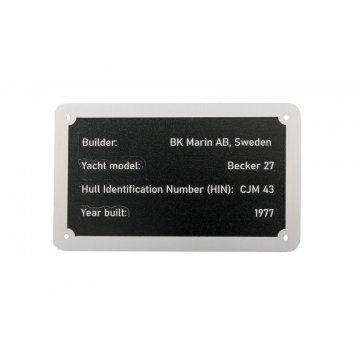 Nameplate made of silver aluminum - CNC engraving and UV printing - dimensions: 100x60mm - TZN042