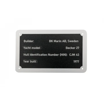Nameplate made of silver aluminum - CNC engraving and UV printing - dimensions: 100x60mm - TZN042