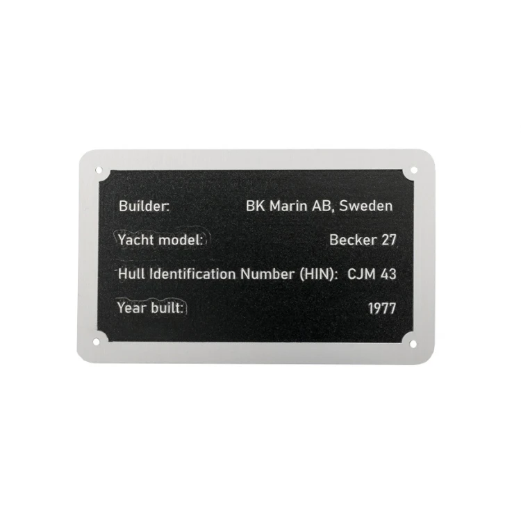 Nameplate made of silver aluminum - CNC engraving and UV printing - dimensions: 100x60mm - TZN042