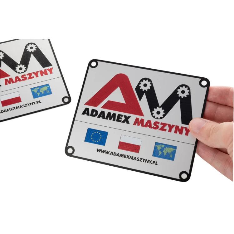 Name plate in silver aluminium - UV print - dimensions: 120x100mm - TZN048
