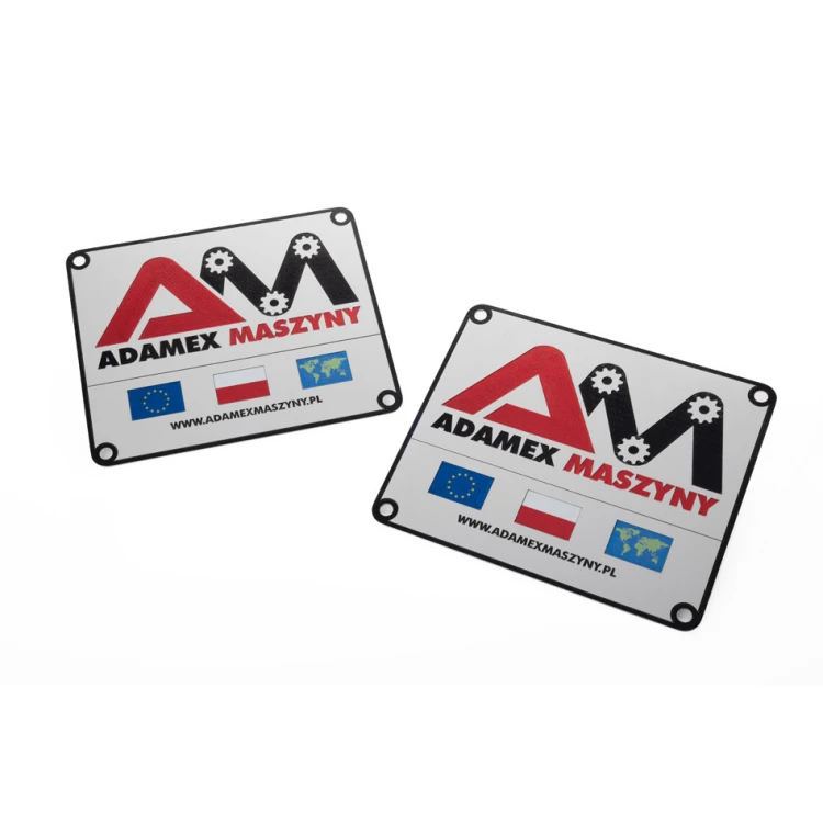 Name plate in silver aluminium - UV print - dimensions: 120x100mm - TZN048