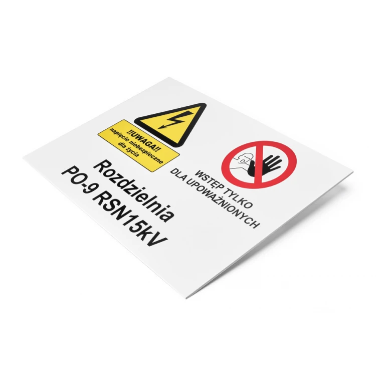Nameplate with warning signs - size 420x297mm (A3) - PVC - UV color print - BHP187
